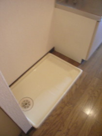 Washroom. Washing machine in the room