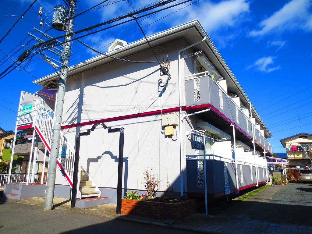 Building appearance. With shutter shutters