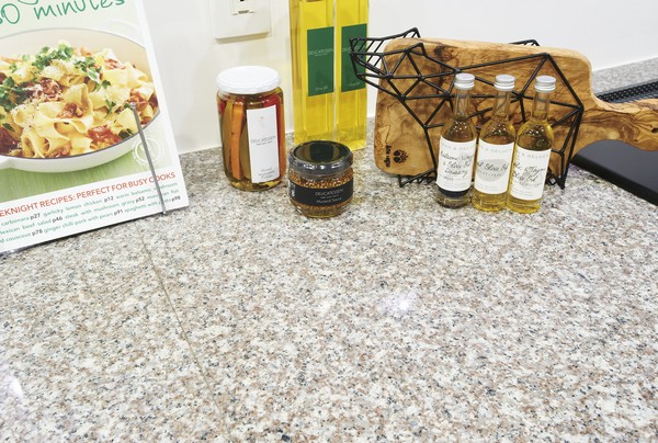 Texture rich "granite kitchen counter."