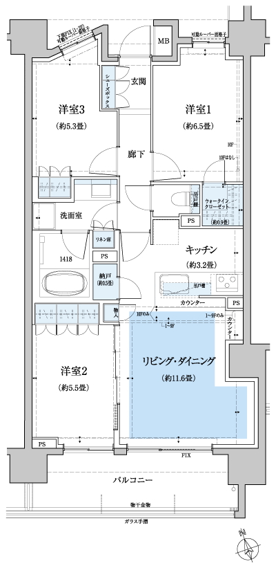 Floor: 3LDK + WIC + N, the occupied area: 71.86 sq m, Price: 39,980,000 yen, now on sale
