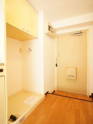 Washroom. Washing machine in the room! 