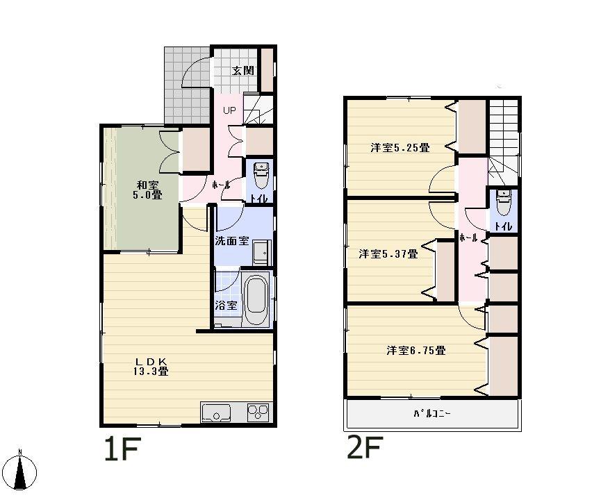 Floor plan. (3 Building), Price 33,800,000 yen, 4LDK, Land area 100.74 sq m , Building area 88.69 sq m