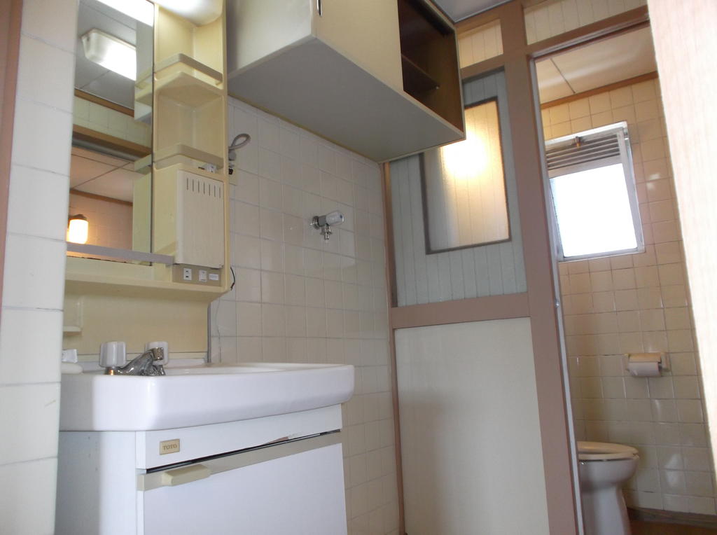 Washroom. Independent wash basin Washing machine Storage toilet The bath