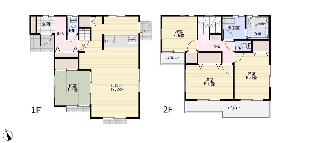 Floor plan. 34,800,000 yen, 4LDK, Land area 105.26 sq m , Building area 92.74 sq m