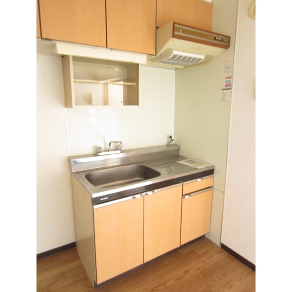 Kitchen. Gas stove installation type kitchen. Storage is also abundant.