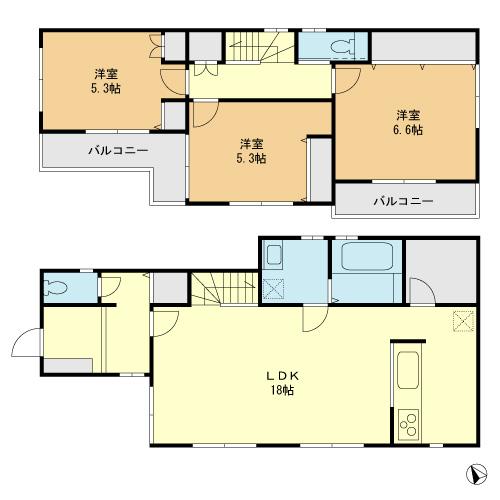 Building plan example (floor plan). Building plan example (No. 6 locations) Building price 10.5 million yen, Building area 88.56 sq m