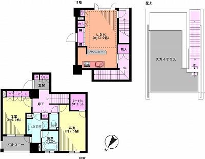 Floor plan. 2LDK, Price 56,800,000 yen, Occupied area 80.16 sq m , Balcony area 4.78 sq m Floor