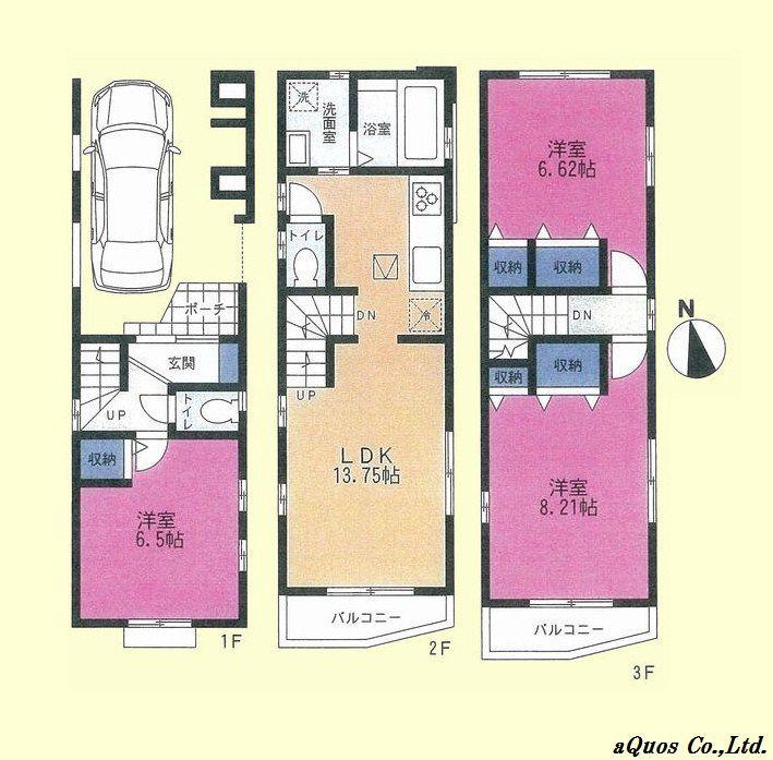 Floor plan. 44,800,000 yen, 3LDK, Land area 48.51 sq m , Building area 95.57 sq m