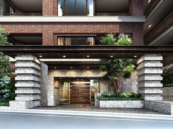 Shared facilities.  [Entrance to invite along with the tranquility] It is the residence of the conditions, Entrance approach with an awareness of quality and heavy stance.  The design of the gate to inherit the former storage of mansion, Graciously invite you to put those who live. The material around the entrance, Luxury adopted the texture rich natural stone. Yet modern, Is a space of classical quality also engender Yingbin. (Entrance Rendering)