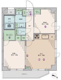 Floor plan. 2DK, Price 29,800,000 yen, Occupied area 47.36 sq m , Balcony area 5.17 sq m