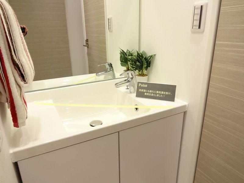 Wash basin, toilet. Bathroom vanity