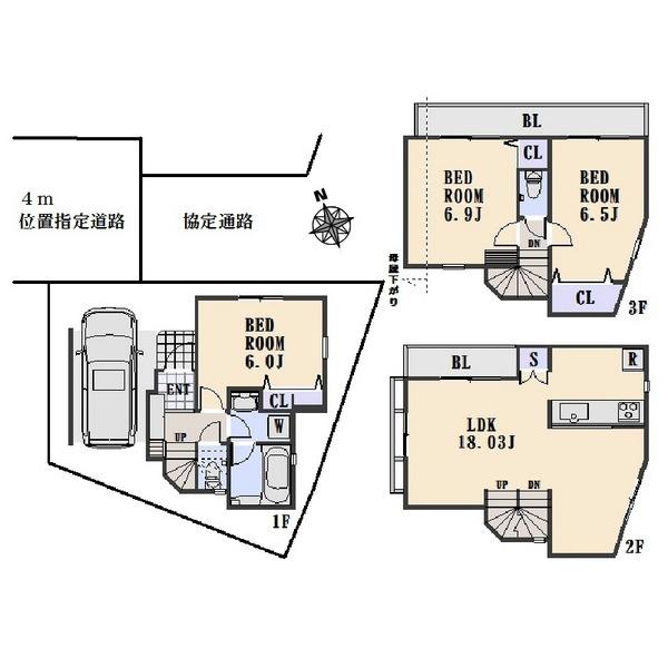 Floor plan. 49,850,000 yen, 3LDK, Land area 52.94 sq m , Building area 92.17 sq m