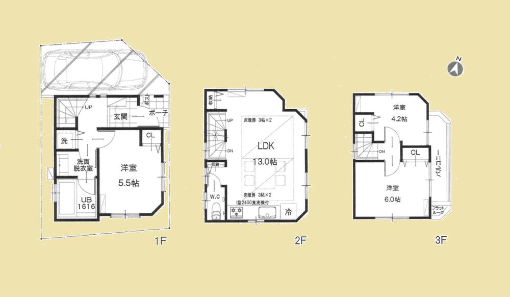 Floor plan. 42,800,000 yen, 3LDK, Land area 43.42 sq m , Building area 67.07 sq m
