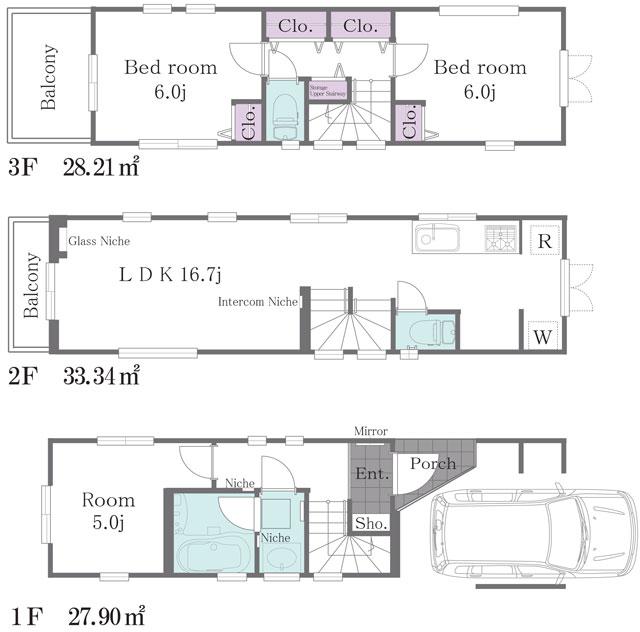 Building plan example (floor plan). Building plan example, Building price 15.8 million yen, Building area 89.45 sq m