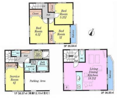 Floor plan. 54,800,000 yen, 4LDK, Land area 60.89 sq m , Building area 110.56 sq m
