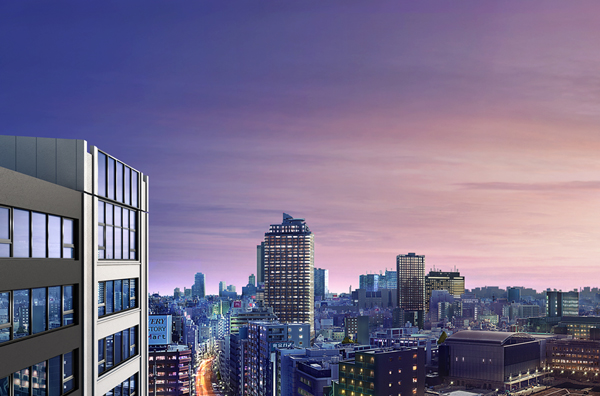 Features of the building.  [Exterior - Rendering]  ※ To building Rendering, CG synthesized view photos from the 19th floor of the building ・ In fact a slightly different is subjected to processing. Surrounding environment ・ View, etc. might change in the future.