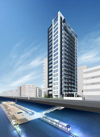 Buildings and facilities. Tokyo Metro Yurakucho Line ・ Fukutoshin line "Kanamecho" 1-minute walk to the station. Attractive start downtown station near life (Exterior view) ※ Which was raised to draw based on the drawings of the planning stage, In fact a slightly different. Also, We have omitted details and equipment, etc. of shape.  ※ It is easy to understand as the status of buildings and the like, Adjacent building ・ road ・ Have been drawn in perspective the Kanamecho station wall or the like of the underground. Surrounding environment might change in the future.