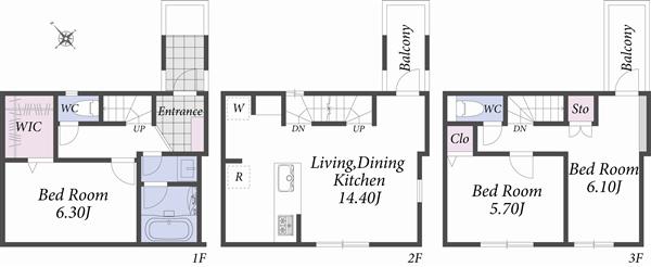 Building plan example (floor plan). Between the reference plan floor plan D Building