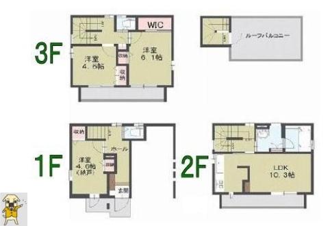 Floor plan. 50,800,000 yen, 3LDK, Land area 48.33 sq m , Building area 87.5 sq m