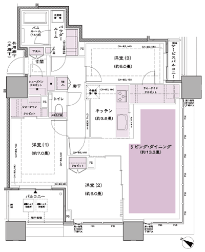 Floor: 3LD ・ K + 2WIC (walk-in closet) + SIC (shoes closet), the occupied area: 82.59 sq m, Price: TBD