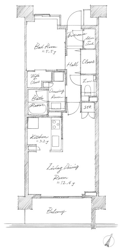 Floor: 1LDK + WIC, the occupied area: 52.57 sq m, Price: TBD
