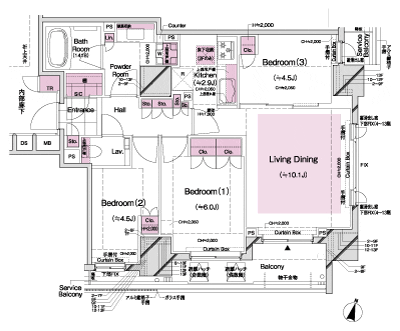Floor: 3LDK + SIC, the area occupied: 68.7 sq m