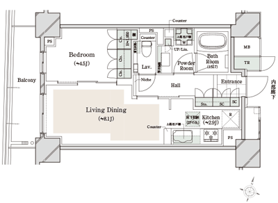 Floor: 1LDK, occupied area: 42.04 sq m