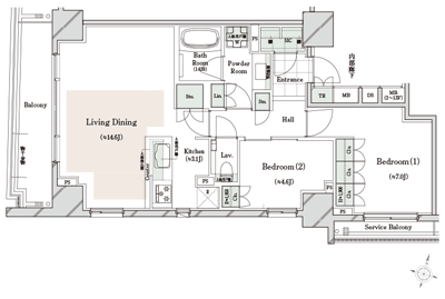 Floor: 2LDK + SIC, the occupied area: 69.17 sq m