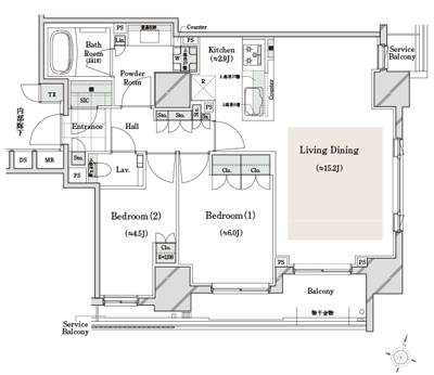 Floor: 2LDK + SIC, the area occupied: 68.7 sq m