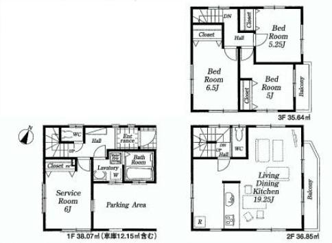 Floor plan. 54,800,000 yen, 3LDK + S (storeroom), Land area 60.89 sq m , Building area 110.56 sq m 4LDK + P 54,800,000 yen  Price of consultation also will receive! 