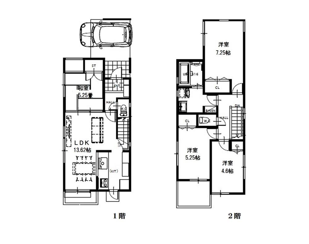 Floor plan. (1 Building), Price 54,800,000 yen, 4LDK, Land area 80.95 sq m , Building area 93.55 sq m