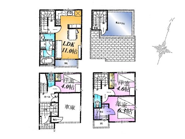 Floor plan. 52,800,000 yen, 3LDK, Land area 49.8 sq m , Building area 89.37 sq m