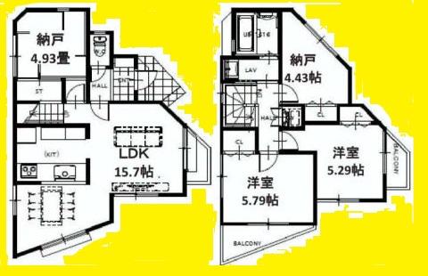 Floor plan. (Building 2), Price 51,800,000 yen, 2LDK+2S, Land area 85.08 sq m , Building area 79.57 sq m
