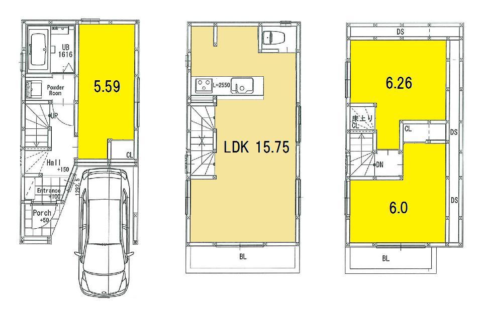 Other building plan example. Building plan example (C No. land) Building price 1,360 yen, Building area 82,11 sq m