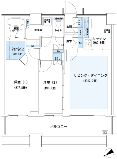 Floor: 2LDK + WIC, the occupied area: 66.36 sq m, Price: 64,980,000 yen, now on sale