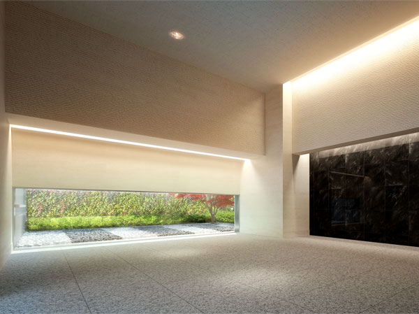 Features of the building.  [It invites gently to fine dwelling, Entrance Hall full of grace] While unified in materials such as magnificent marble, Proper use of the material with different textures and shades, Entrance Hall invites to the gentle back. Gentle natural light coming through space, such as a basis garden, It has given the elegant impression in space. (En-ton Lance Hall Rendering)