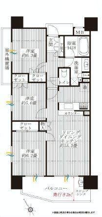 Floor plan. 3LDK, Price 47,400,000 yen, Occupied area 71.89 sq m , Balcony area 11.26 sq m