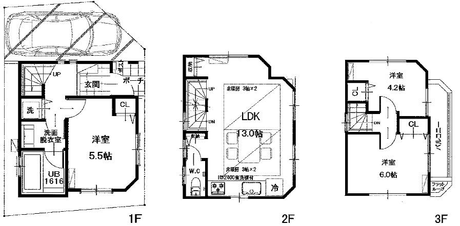 Floor plan. 42,800,000 yen, 3LDK, Land area 43.42 sq m , Building area 67.07 sq m