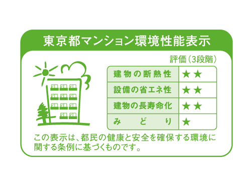 Building structure.  [Tokyo apartment environmental performance display] Based on the efforts of the building environment plan that building owners will be submitted to the Tokyo Metropolitan Government, 4 will be evaluated in three stages for items. (See "Housing term large dictionary" for more information)