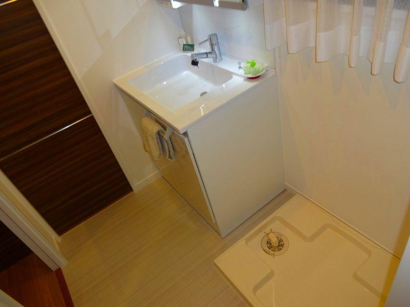 Wash basin, toilet. Bathroom vanity