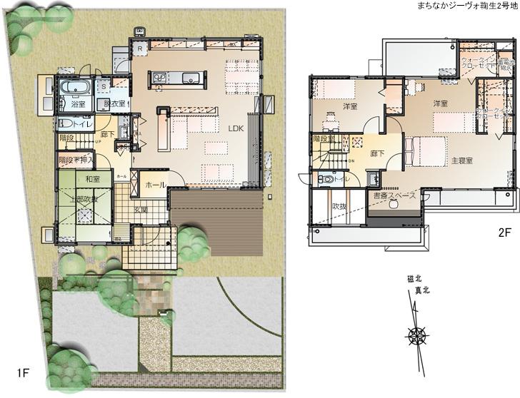 Floor plan.  [No. 2 place] So we have drawn on the basis of the Plan view] drawings, Plan and the outer structure ・ Planting, such as might actually differ slightly from.  Also, It is such as furniture not included in the price. 