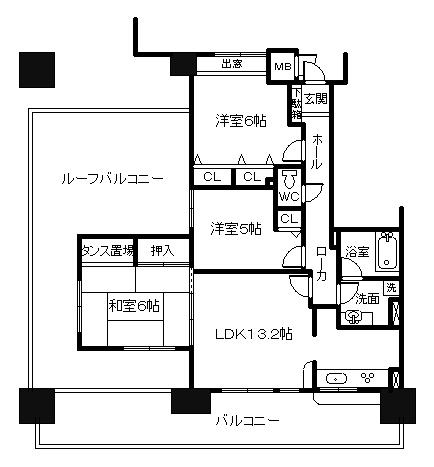 Floor plan. 3LDK, Price 17.7 million yen, Occupied area 66.54 sq m , Balcony area 56.68 sq m