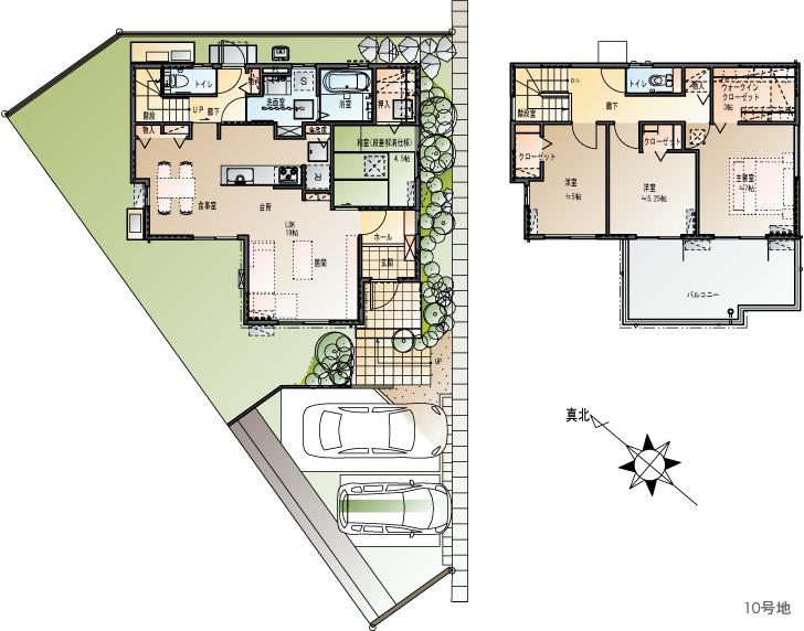 Floor plan.  [No. 10 place] So we have drawn on the basis of the Plan view] drawings, Plan and the outer structure ・ Planting, etc., It may actually differ slightly from.  Also, furniture ・ Car, etc. are not included in the price. 