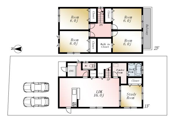 Floor plan. (No. 1 point), Price 27,800,000 yen, 5LDK, Land area 166.69 sq m , Building area 107.64 sq m