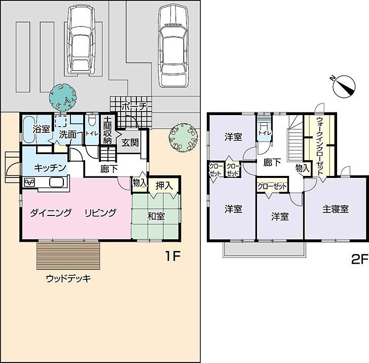Floor plan.  [II-1] So we have drawn on the basis of the Plan view] drawings, Plan and the outer structure ・ Planting, such as might actually differ slightly from.  Also, The car is not included in the price. 