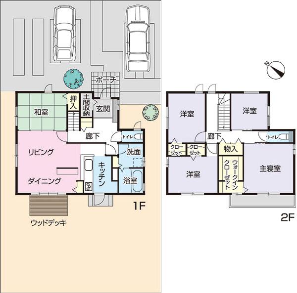 Floor plan.  [II-2] So we have drawn on the basis of the Plan view] drawings, Plan and the outer structure ・ Planting, such as might actually differ slightly from.  Also, The car is not included in the price. 