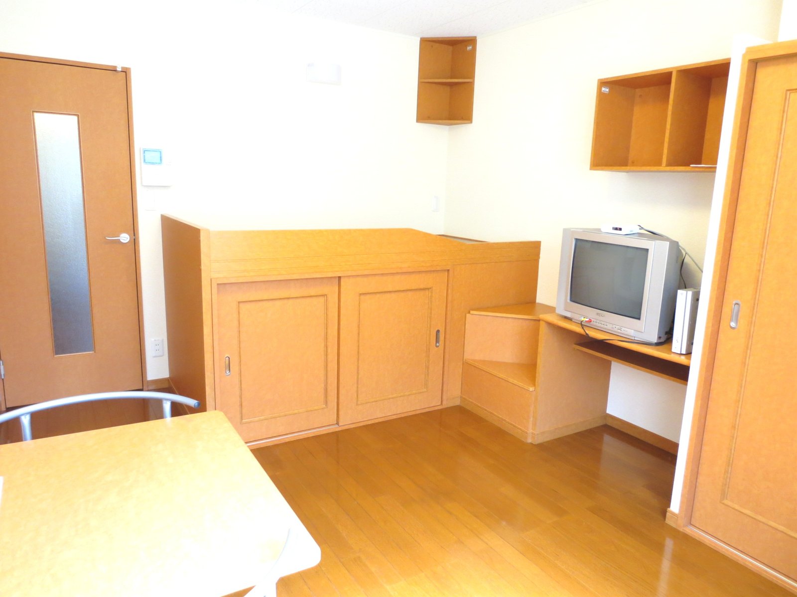 Living and room. Table foldable! Stairs under even cupboard outstanding storage capacity!