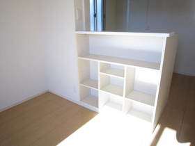 Living and room. Counter kitchen shelf