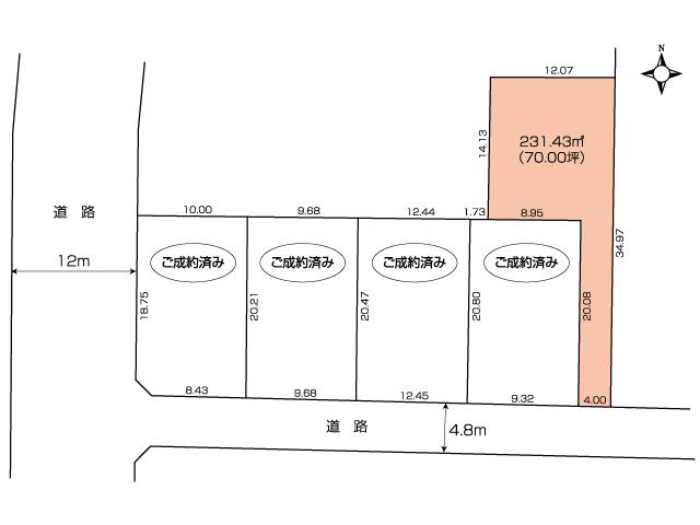 Compartment figure. Land price 5.8 million yen, Land area 231.43 sq m